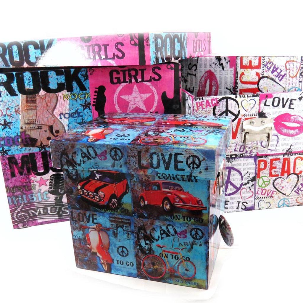 Les Trésors De Lily [I6280] - Set of 3 'Rock Music' Souvenir Boxes