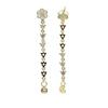 Promotion Cz Long Tassel Chain Double Piercing Flower Earring with White Zircon Bling Stud Earring Women
