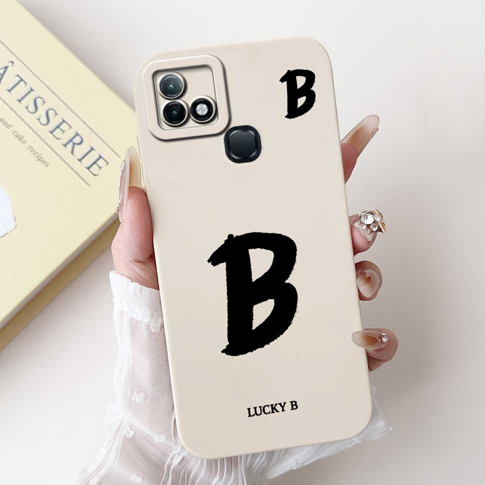 Чехол для Infinix Hot 10i X659B Белый Счастливыми Буквами A-Z Мягкий Силиконовый Чехол Для Infinix Hot10I Smart 5 Pro 6.52" Чехлы Для Телефона