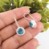 Серьги с голубым топазом Swiss Blue Topaz Gemstone Earring, 925 Solid Sterling Silver Earrings Jewelry Handmade Earrings, Silver Jewelry For Gift