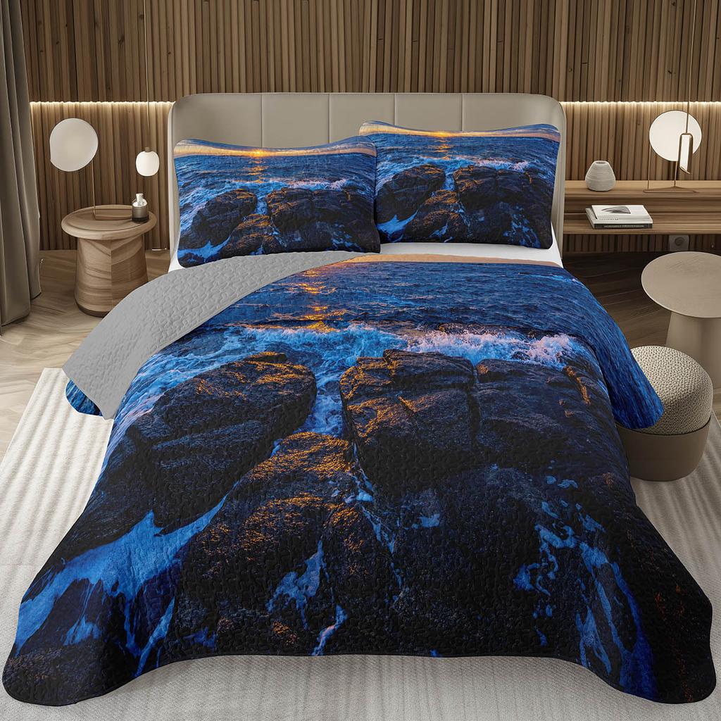 Покрывало Дерево Пейзаж Природы Покрывала для Мальчиков Девочек Реверсивный Серый Комплект Покрывала Современное Абстрактное Искусство Стеганое Постельное Белье Квин