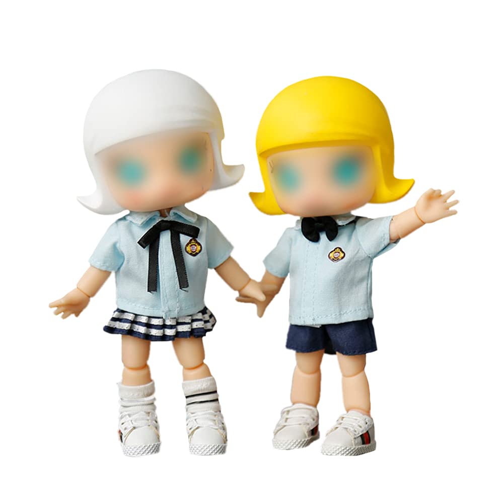 HIGHAWK Obitsu 11 OB11 Кукла Обитсу 11см Тело Короткий Рукав Униформа Набор Униформы для Куклы Костюм Тело Обитсу Юбка Галстук Носки Девочка (Самка, Голубой)