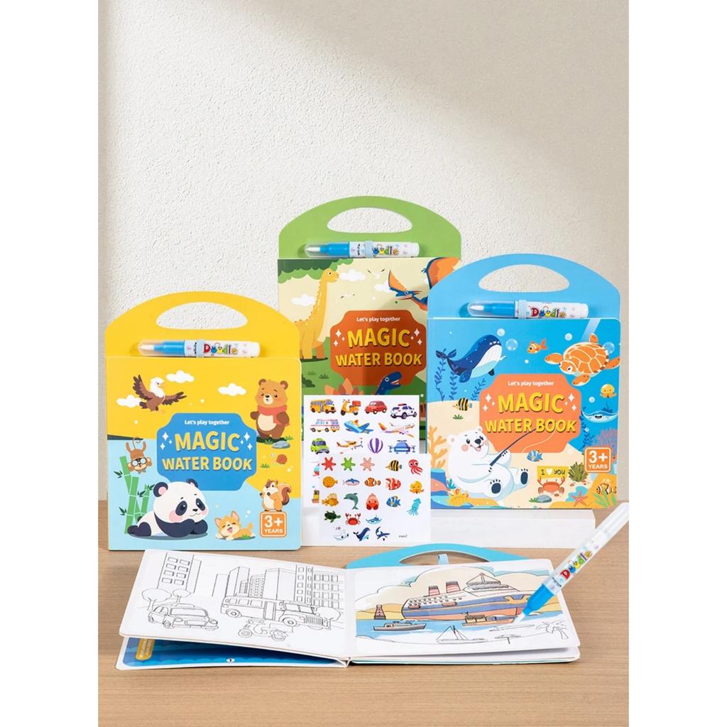 Монтессори Волшебная акварельная сцена Книга с многоразовыми наклейками Раннее развитие Пазл Когнитивная книга-активность Подарки для детей