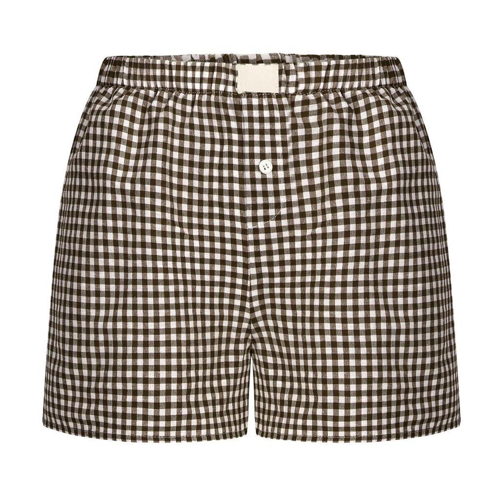 Women's High Waisted Casual Elastic Loose Retro Checkered Shorts