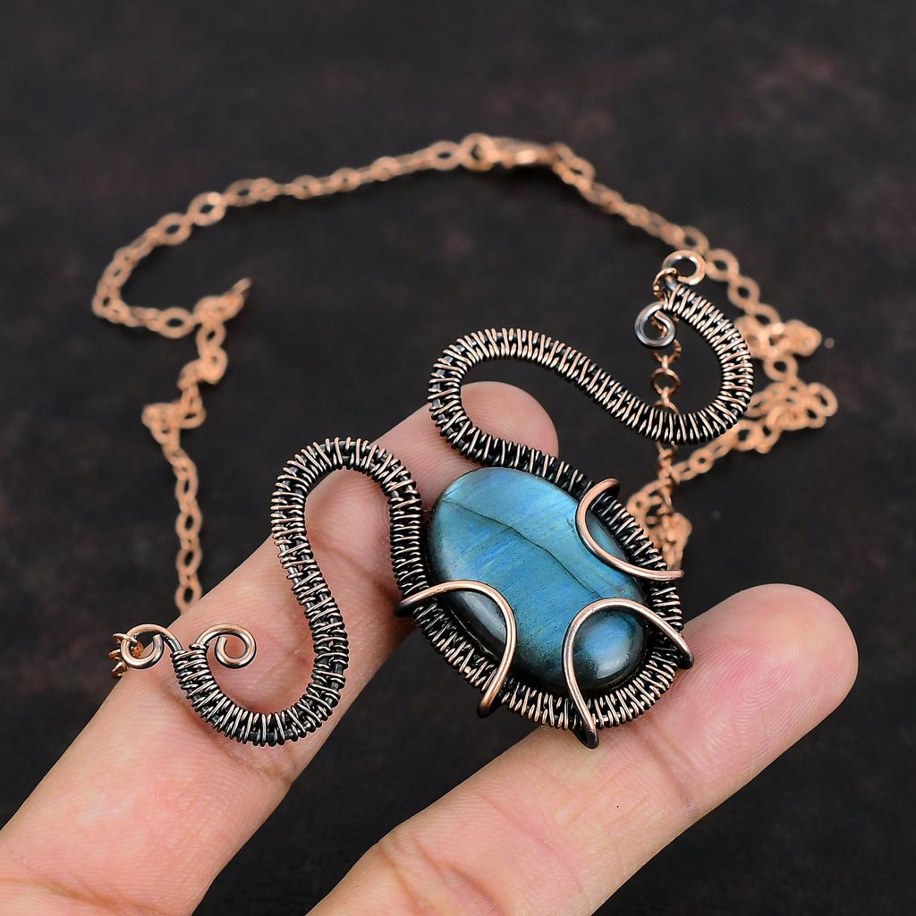 Labradorite Necklace Copper Wire Wrapped Necklace Adjustable Necklace Copper Jewelry Handmade Dainty Necklace Gemstone Jewelry Gifts For Mom