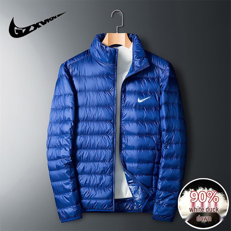 Мужская легкая пуховая куртка большого размера, повседневная и ветрозащитная для осени/зимы