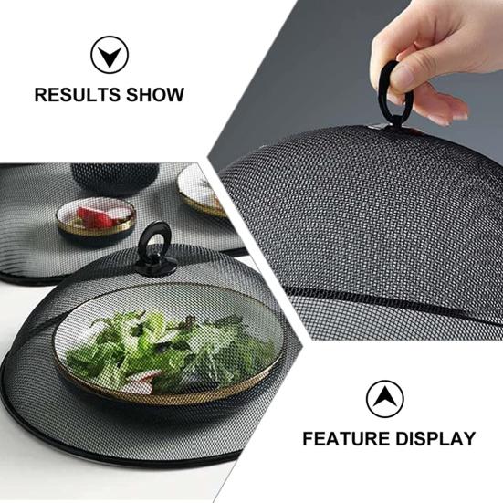 2 шт. Крышка для еды Сверхпрочная Нержавеющая сталь Мелкая сетка Портативная ручка Круглая Пылезащитная Многофункциональная Стол Улица Пикник