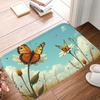 1PC Butterfly Bloom Haven Kitchen Rug Non-Slip Door Mat Pop Design Bathroom Rug Bath Mat Carpet for Home Sink Laundry Decoreeree