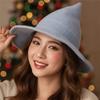 Knitted Wizard Cap Wide Brim Pointed Bonnet Halloween Beanie Witch Hat Costume Cosplay
