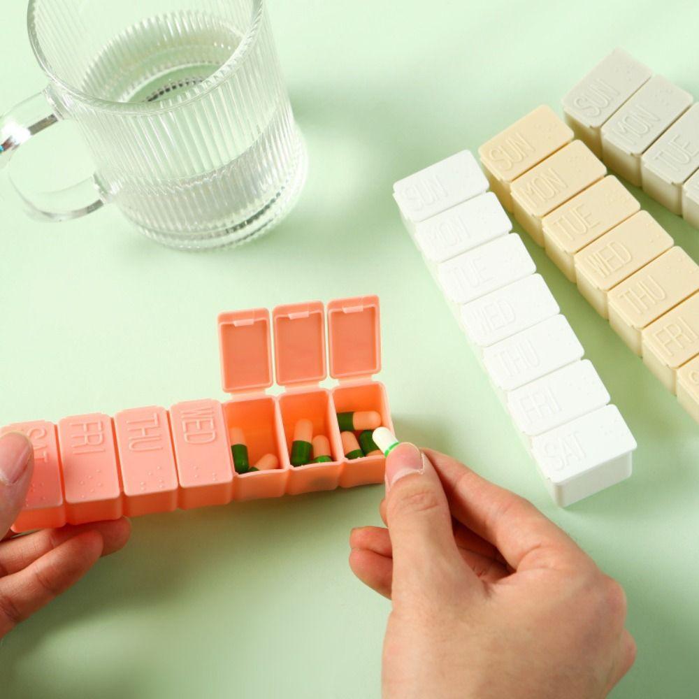 With Lid 7-frame Rectangular Pill Box Long Strip Weekly Medicine Pill Storage Box Home
