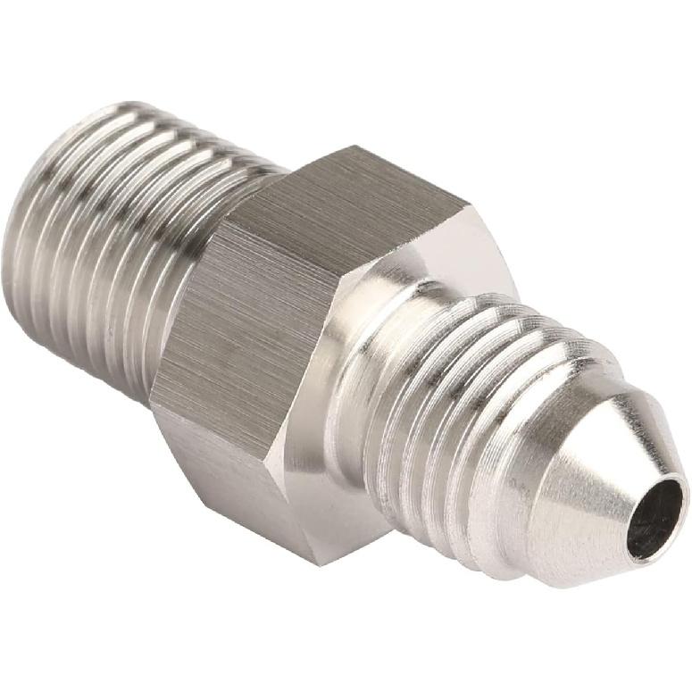 4AN Male Flare to 1/8 NPT Pipe Male Stainless Steel Straight Fitting Adapter Union Connector