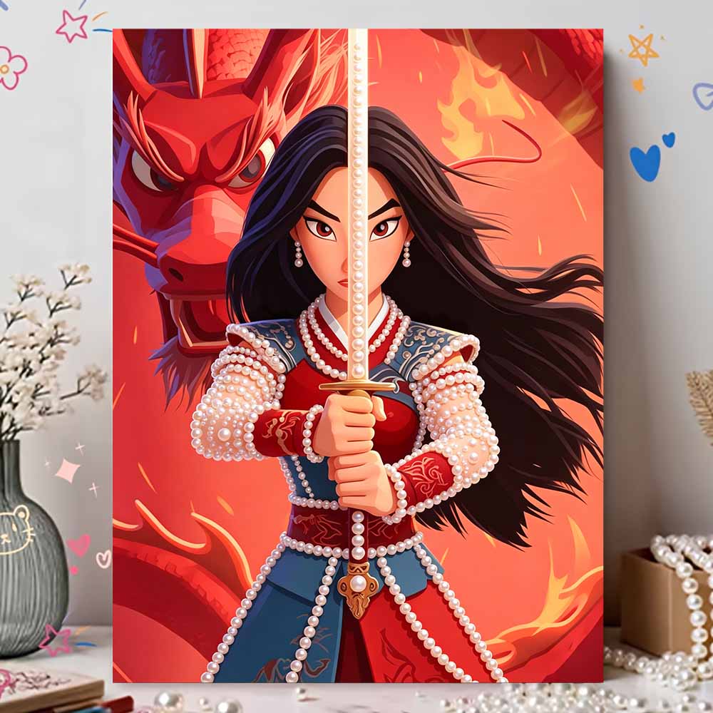 Disney Жемчужная Живопись Жемчужная Эстетика Мулан для Начинающих и Взрослых, Набор для Алмазной Живописи Жемчугом DIY для Декора Стен Дома Подарки