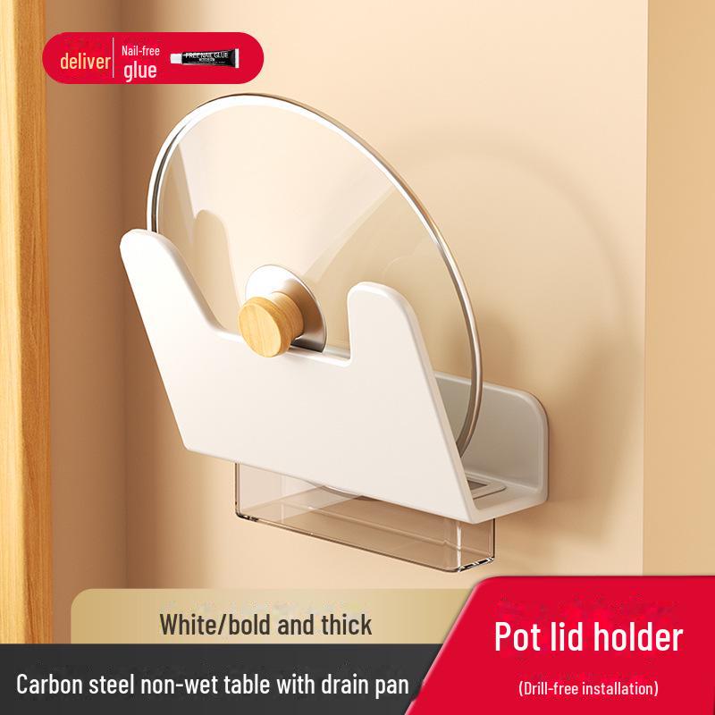 Wall-Mounted Pot Lid and Chopping Board Rack - Punch-Free Storage Solution for Large and Small Lids