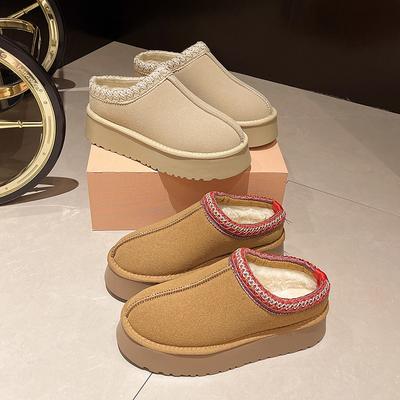 Теплые зимние ботинки на толстой подошве, новая осенне-зимняя верхняя одежда, интегрированные хлопковые ботинки с набивным мехом, женские пушистые тапочки с закрытым носком