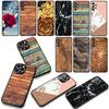 Rose Flower Marble Wood Phone Cover Case for Apple iPhone 16 15 14 Plus 13 12 Mini 17 Pro Max + 16E Air 16+ ProMax Casing