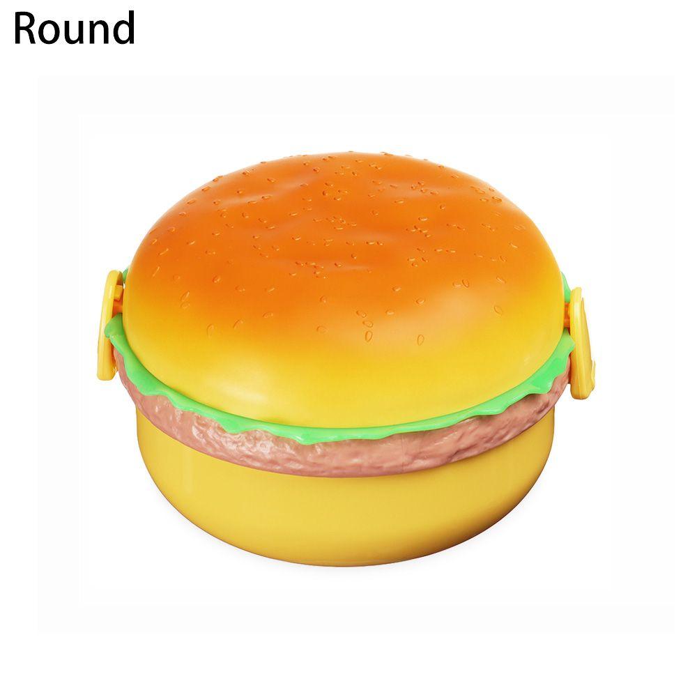Cute Hamburger Fork Food Container Lunch Box Double Tier Bento Lunchbox