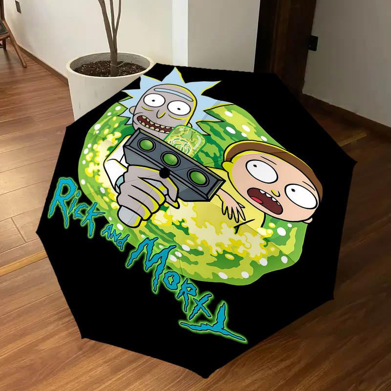 1PC Warner Rick Morty Automatic Open/Close Umbrella with Windproof, 105-Rib Sturdy Canopy, Durable Ribs1322A