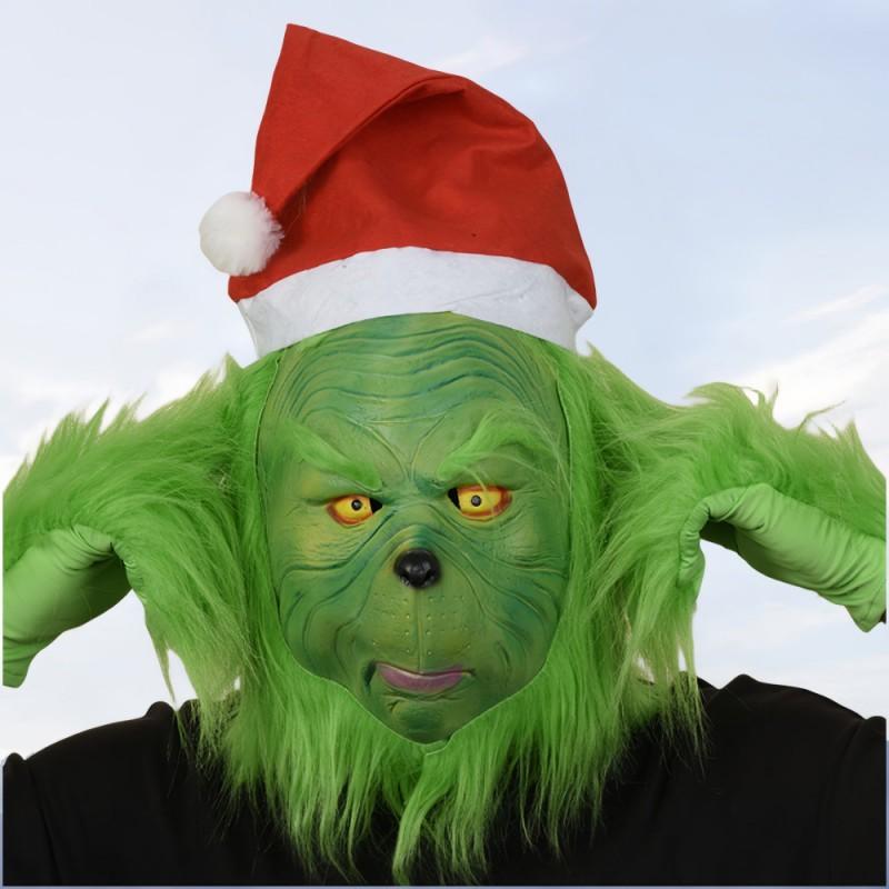 Grinch Mask Green Latex Full Head Set Gloves Halloween Christmas Costume Party Props