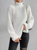 Autumn/Winter Soft Knitwear Fashion Raglan Long Sleeve Turtleneck Split Sweater Casual Warm Solid Mid-length Pullover 29572