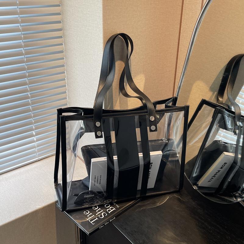 Прозрачная сумка через плечо большой вместимости женская новая сумка-желе для мамы популярная универсальная сумка-тоут
