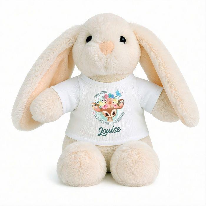 Planetee Peluche Lapin Bébé Doudou Louise Yeux Biche Cadeau Naissance Fille Nouveau-Né Baby Shower