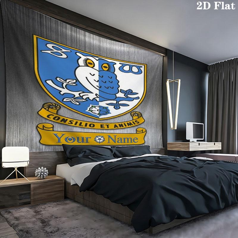 Sheffield Wednesday Football Club Custom Name Wall Tapestry Aesthetic Wall Hanging Printed Fabric Blanket Decorative Tapestries for Bedroom Living Roo