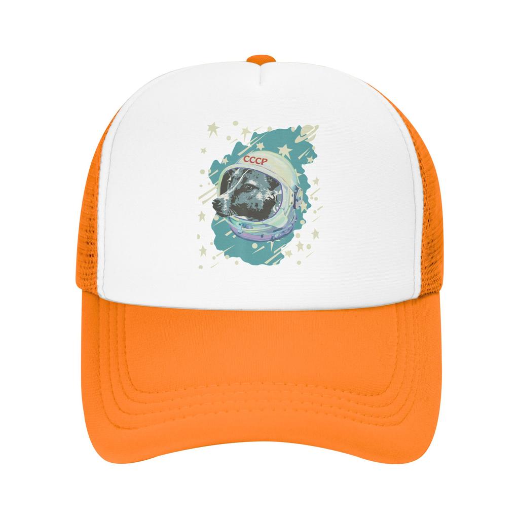 Laika Dog Sputnik Space Dog Space Travel USSR CCCP Mesh Baseball Cap Unisex HipHop Sun Hats  Hat Breathable Summer Trucker Caps