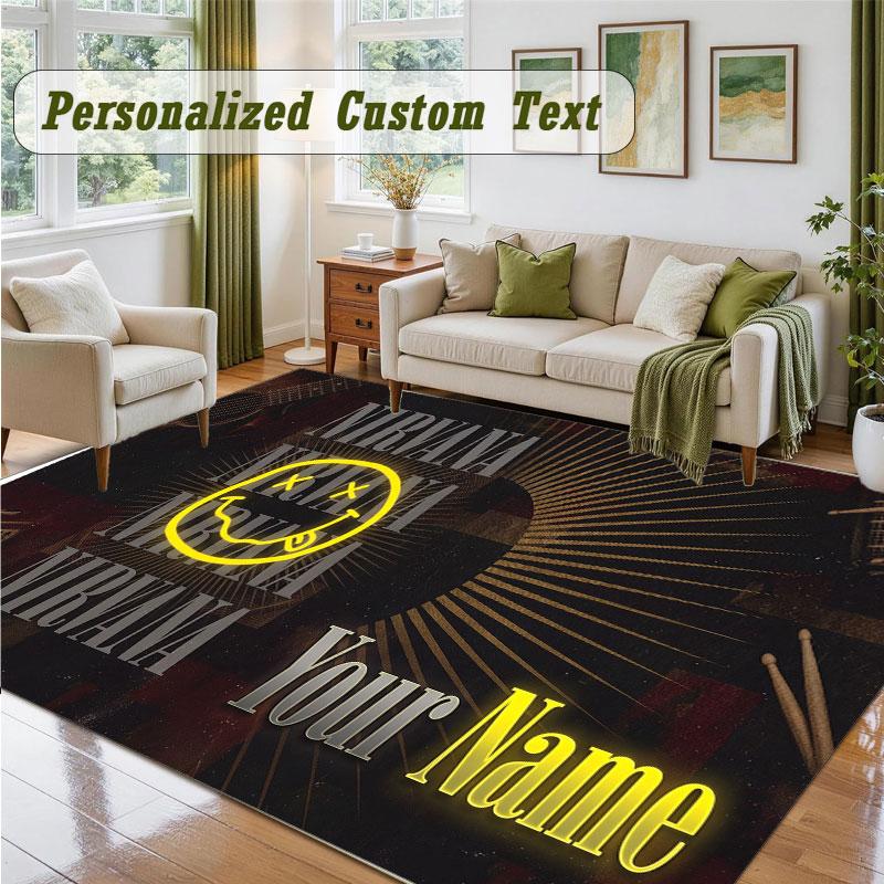 Crystal Velvet Square Rug Custom NameNirvana Pattern Non Slip Home Floor Decor Rug