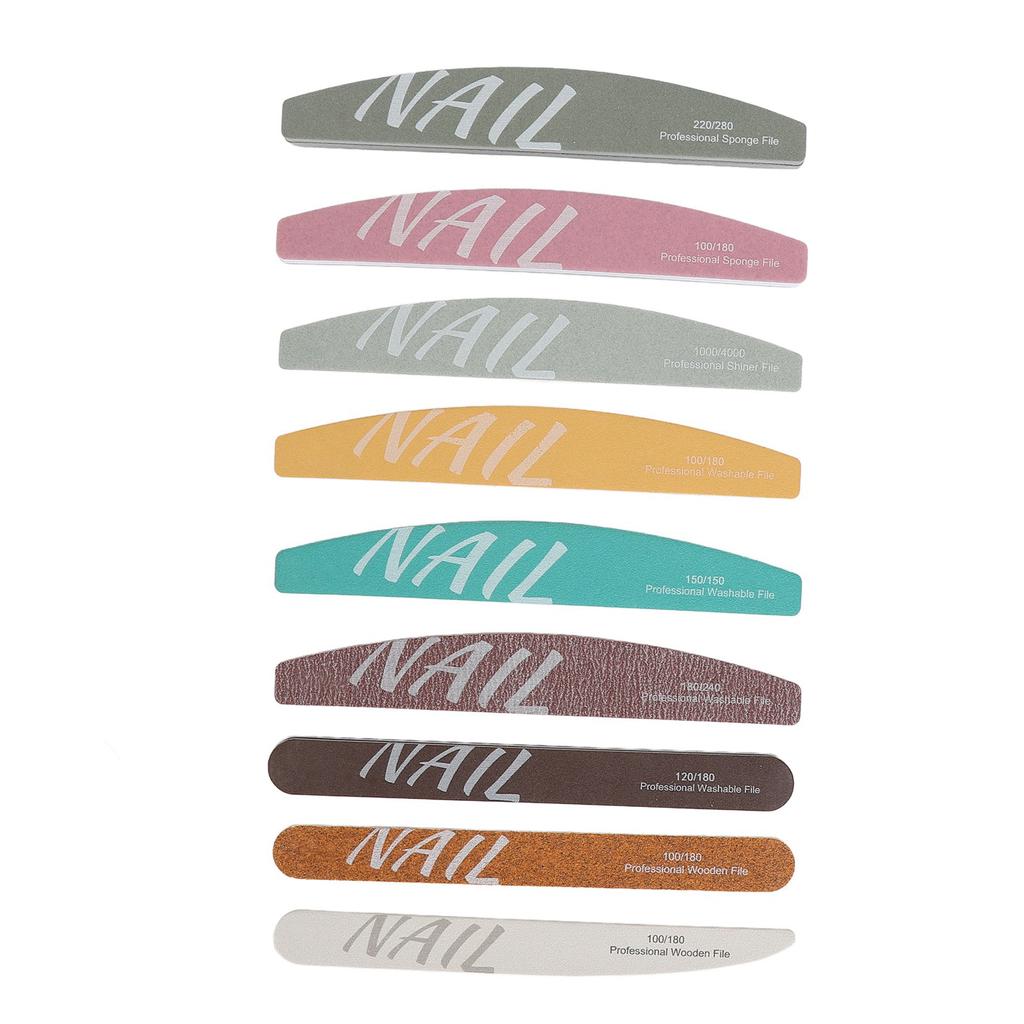 Набор из 9 предметов, набор пилочек для ногтей различной формы, профессиональные маникюрные инструменты, моющийся набор буферов для ногтей для акрила