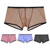 Men Boxer Underwear Transparent Mesh Perspective Shorts Panties Low-rise Moisture-wicking Boxer Shorts