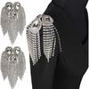 Tassel Chain Shoulder Board Badges Beads Rhinestones Patch Epaulet Epaulette Applique for Military Suit 2 Pieces