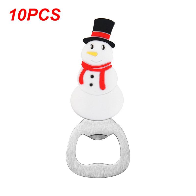 Christmas Beer Opener Santa Snowman Bottle Openers Silicone Stainless Steel Bottle Opening for 2025 Navidad Party Decor Supplies