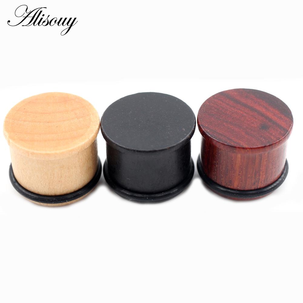 Alisouy 2PCS цилиндрические серьги-заглушки из натурального дерева для ушей, серьги-туннели, растяжители, расширители, спираль для пирсинга, украшения для тела