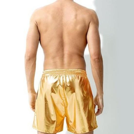 Men Shorts Elastic Drawstring Waist Casual Shorts with Pockets Solid Color Bright Color Loose Fit Shorts