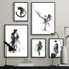 Japanese Minimalist Black Shotokan Samurai Karate Art Ink Canvas Painting Posters and Prints Wall Pictures for Living Room Decor