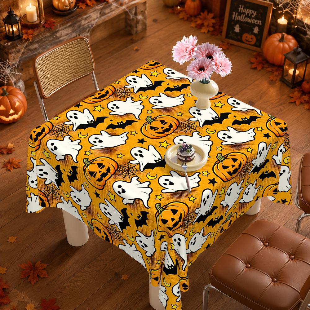 One Halloween pumpkin and ghost pattern tablecloth, suitable for theme restaurant decoration and party catering.zyc