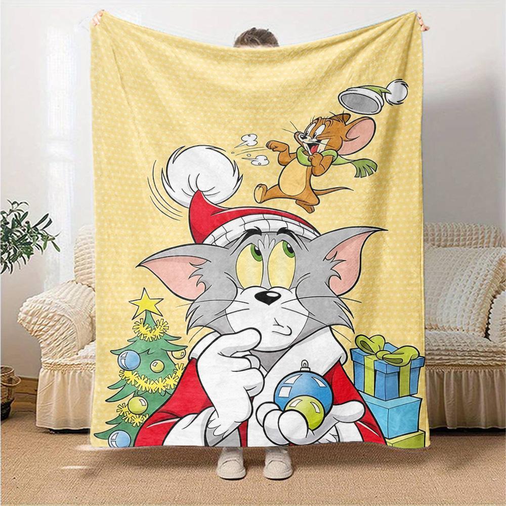 1pc Tom and Jerry Flannel Blanket Soft Warm Throw for Home, Office, Travel, All-Season Cozy Bedding Gift L1388
