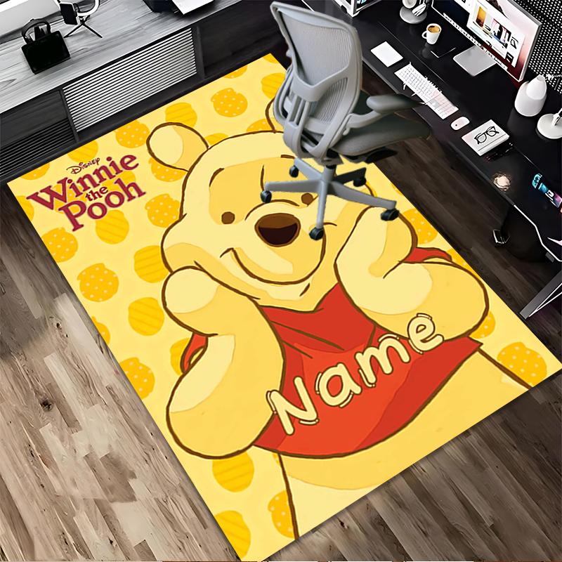 Custom Name Winnie Pooh Living Room Non-Slip Area Rug Soft Carpet for Bedroom Kids Playroom Sofa Office Home Decor Doormat