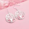 925 Sterling Silver Round Tree Pendant Earrings Wedding Jewelry