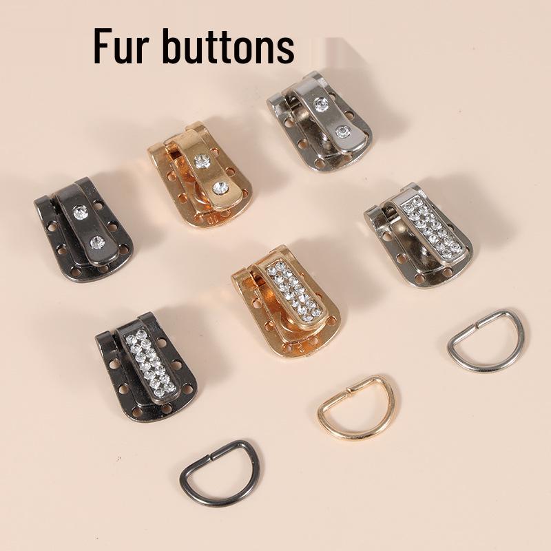 Высококачественный набор пуговиц и пряжки для шубы со стразами, с металлической кнопкой и застежкой "утиный клюв"