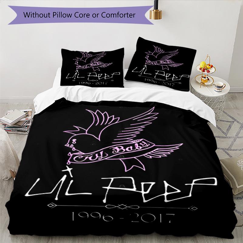3pcs Lil Peep1 pattern bedding set duvet cover set includes duvet cover &pillowcases, perfect all season bedroom decoration & gift