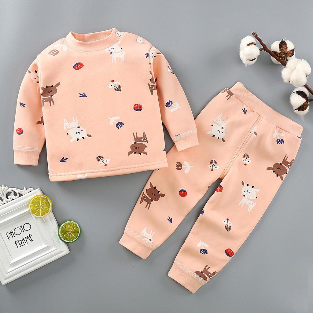 Baby Thermal Underwear Set: Plush, Thickened Two-Piece Pajamas for Boys and Girls