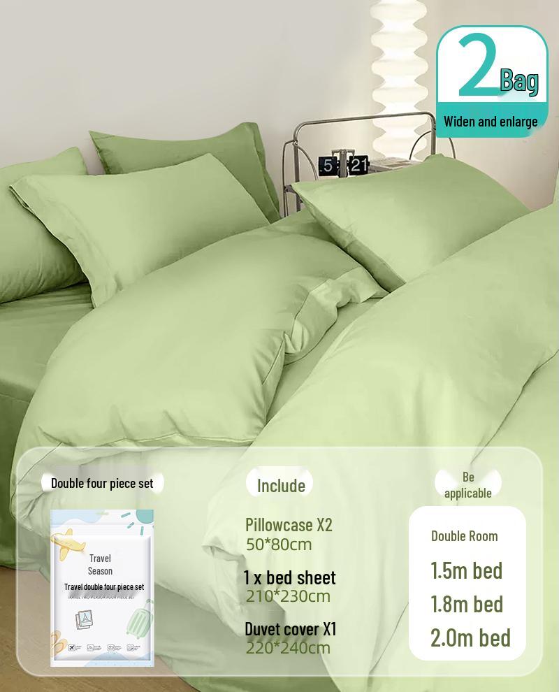 Portable Disposable Bed Sheet & Pillowcase Set: Anti-Dirty, Thickened Four-Piece Travel Kit for Double & Single Beds