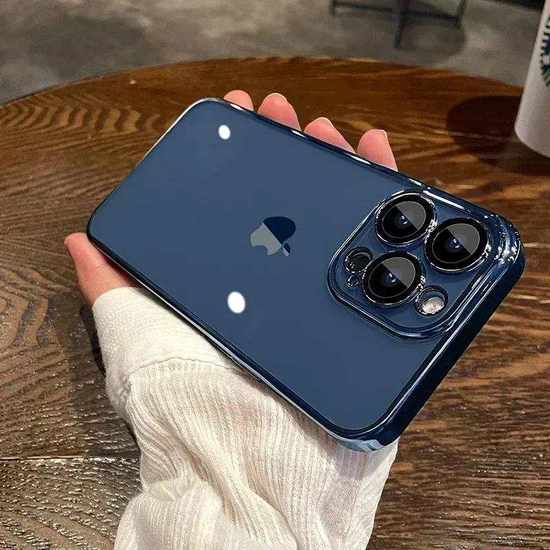 Прозрачный чехол с покрытием для iPhone 17 Air 16 1 14 13 11 12 Pro Max Plus 13 12 Mini, силиконовая накладка с защитой всей камеры