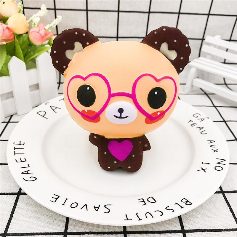Squishy Bear Glasses Plush Toy With Slow Rebound Pu Material For Gift And Decoration