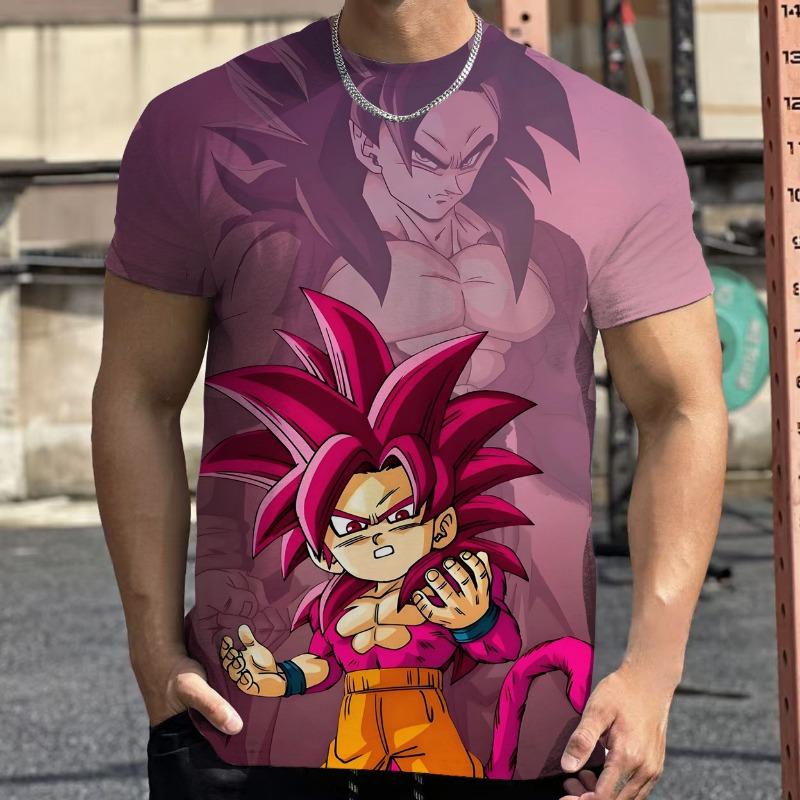 2026 Летняя Ретро Футболка Dragon Ball для Фитнеса Мужская Оверсайз 3D Печать Короткий Рукав Семейная Унисекс Детская Спортивная Футболка