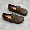 Leather Round Head Flat Cowhide Women's Soft Leather Soft Soled Mother Shoes