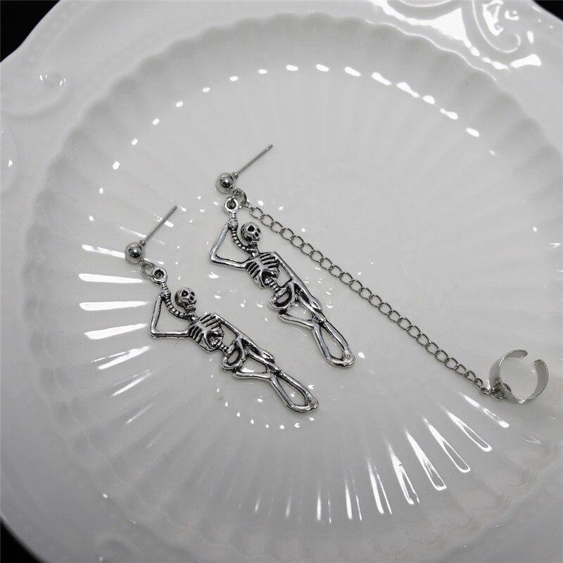 Готические панк-серьги-гвоздики с черепом в стиле гранж для женщин, трендовые асимметричные серьги-гвоздики для пирсинга, серьги-клипсы, висячие серьги, ювелирные изделия