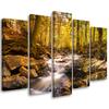 Five Piece Picture Canvas Print Autumn Forest Mountain Stream