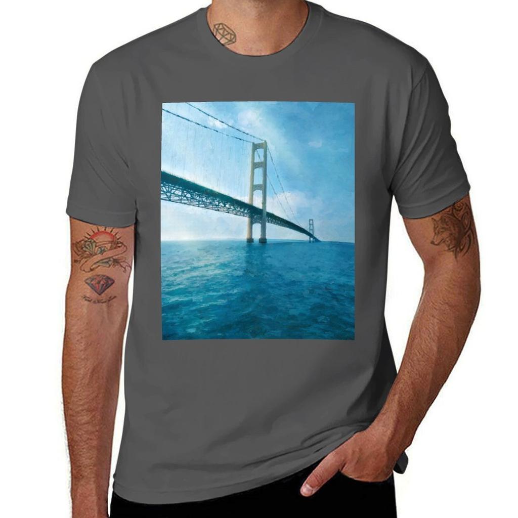 Mackinac Bridge Tshirt Mechanic Work Tee Shirt